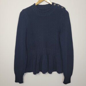 Rebecca Taylor La Vie Womens Peplum Knit Sweater Sz L Button Detail Cotton Wool